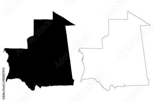 Mauritania map vector illustration, scribble sketch Islamic Republic of Mauritania