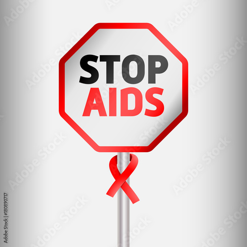 World AIDS Day. Traffic sign with the inscription 
