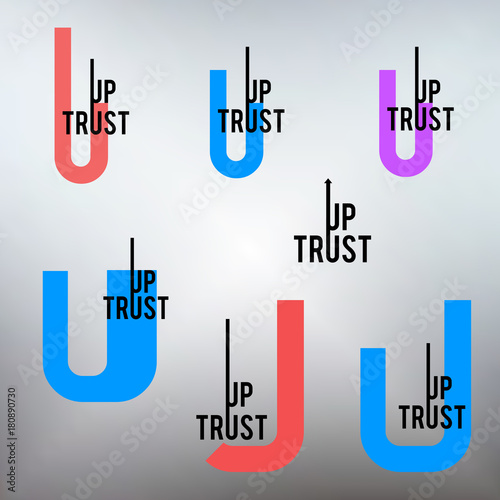 Trust up logo set with letter U