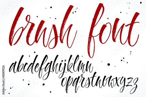 Brush handwritten vector alphabet. Modern calligraphy, lowercase letters. Vector illustration 