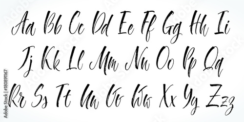 Brush lettering vector alphabet. Modern calligraphy, handwritten letters. Vector illustration