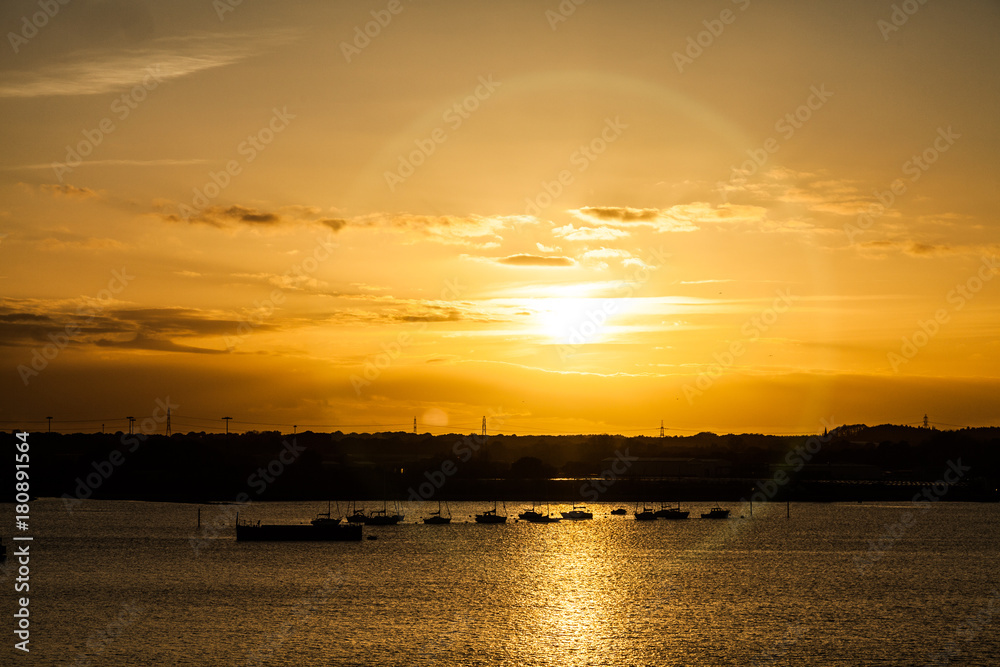 Sunset over harbour