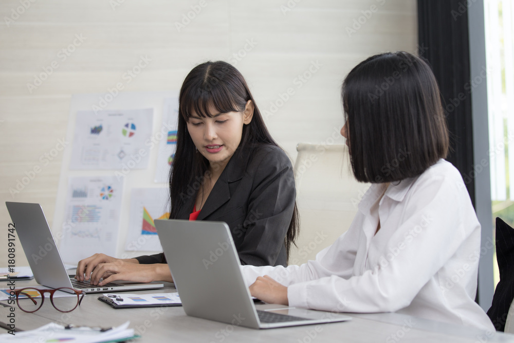 Young asian women working with team for business meeting plan, woman working concept, Young asian women working with team for business meeting plan, woman working concept,