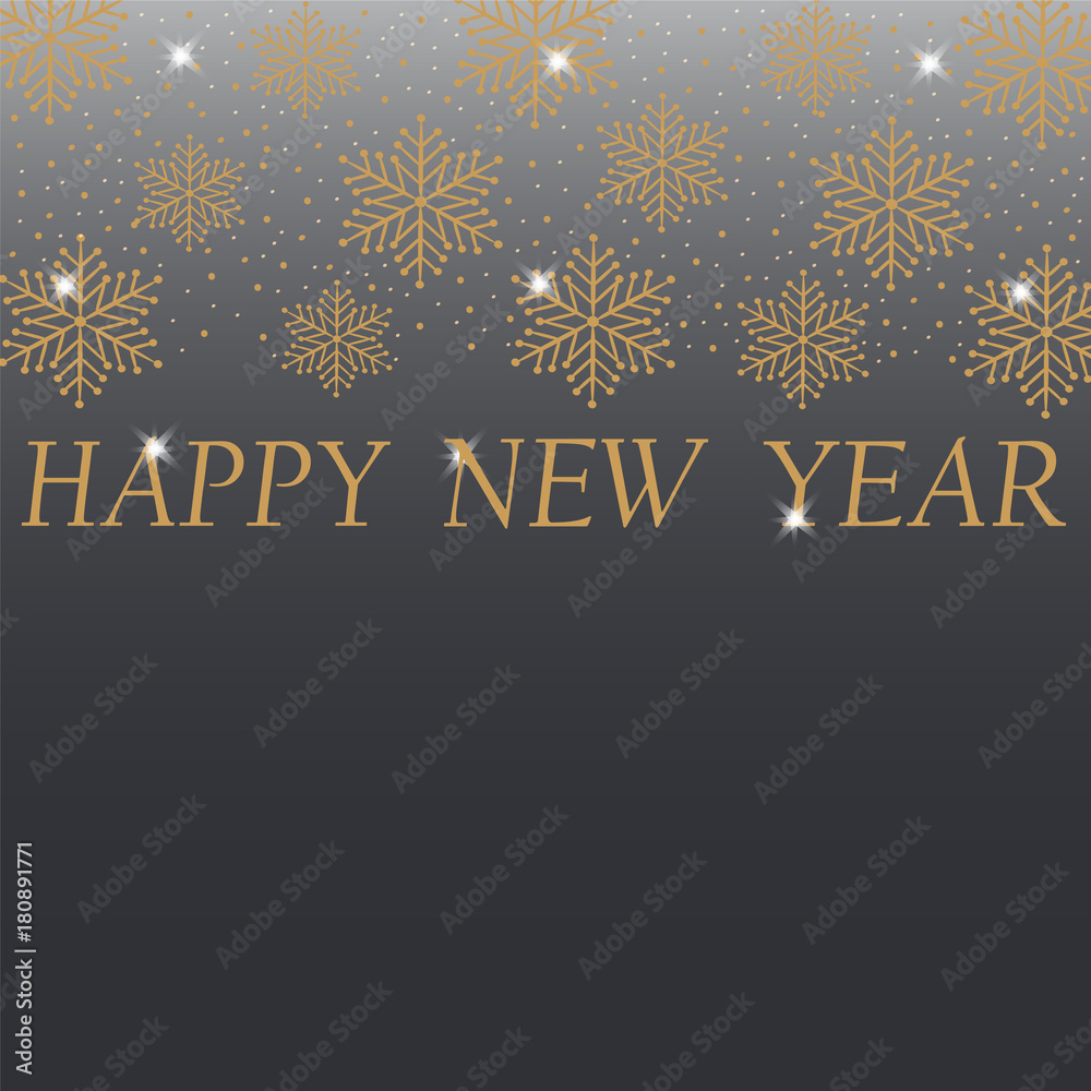 Template for a card with snowflakes and an inscription on a black background