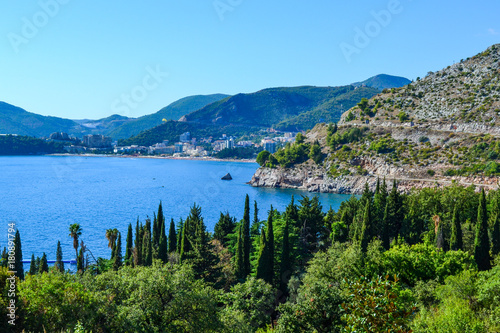 The sea view. Beautiful lagoon on a sunny day. Montenegro. Adriatic Sea