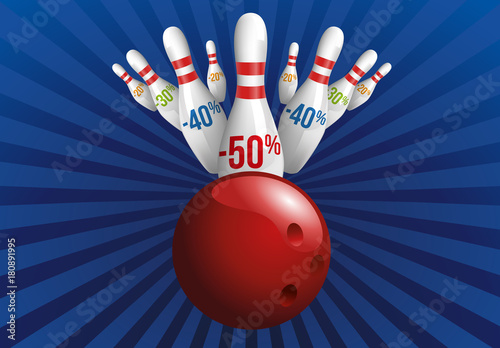 soldes - promos - bowling - prix - concept - quille - promotion - promotions - promo - rabais - 50%