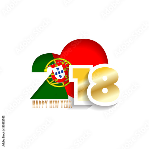 Year 2018 with Cambodia Flag pattern. Happy New Year Design. Vector Illustration. photo