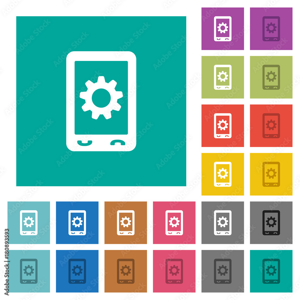 Mobile settings square flat multi colored icons Mobile settings square flat multi colored icons