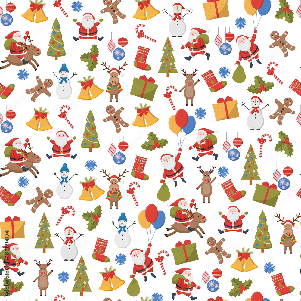 seamless background with Christmas and New Year symbols
