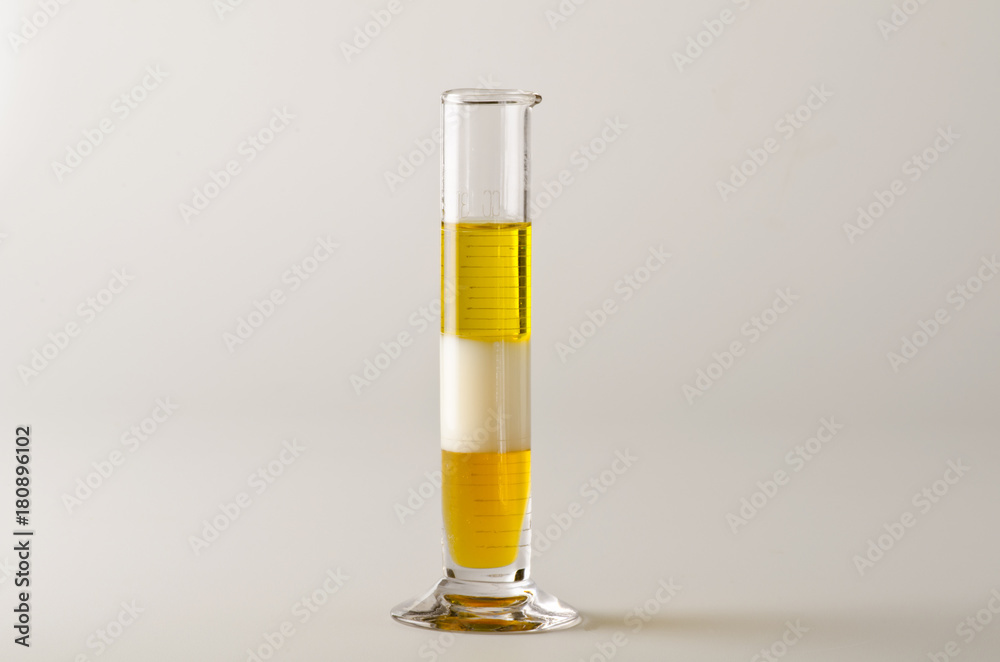 Physics. Immiscible liquids in separed layers. Physics. Immiscible liquids in separed layers.