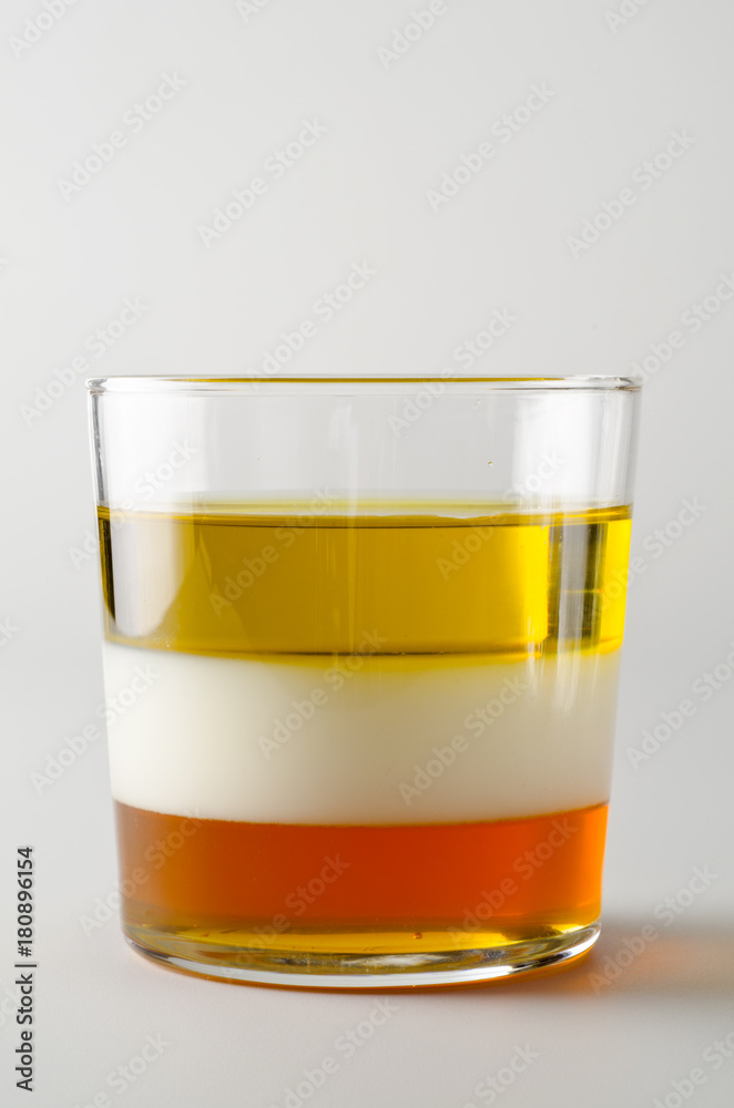 Physics. Immiscible liquids in separed layers. Physics. Immiscible liquids in separed layers.