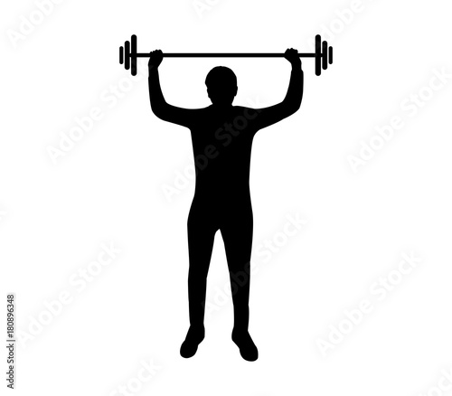 man silhouette with gym weight in hand