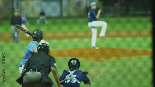 Slow Motion of batter striking out at baseball game