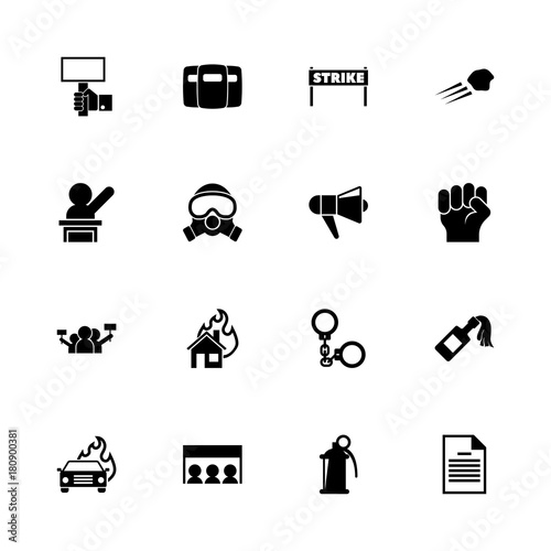 Protest icons - Expand to any size - Change to any colour. Flat Vector Icons - Black Illustration on White Background.