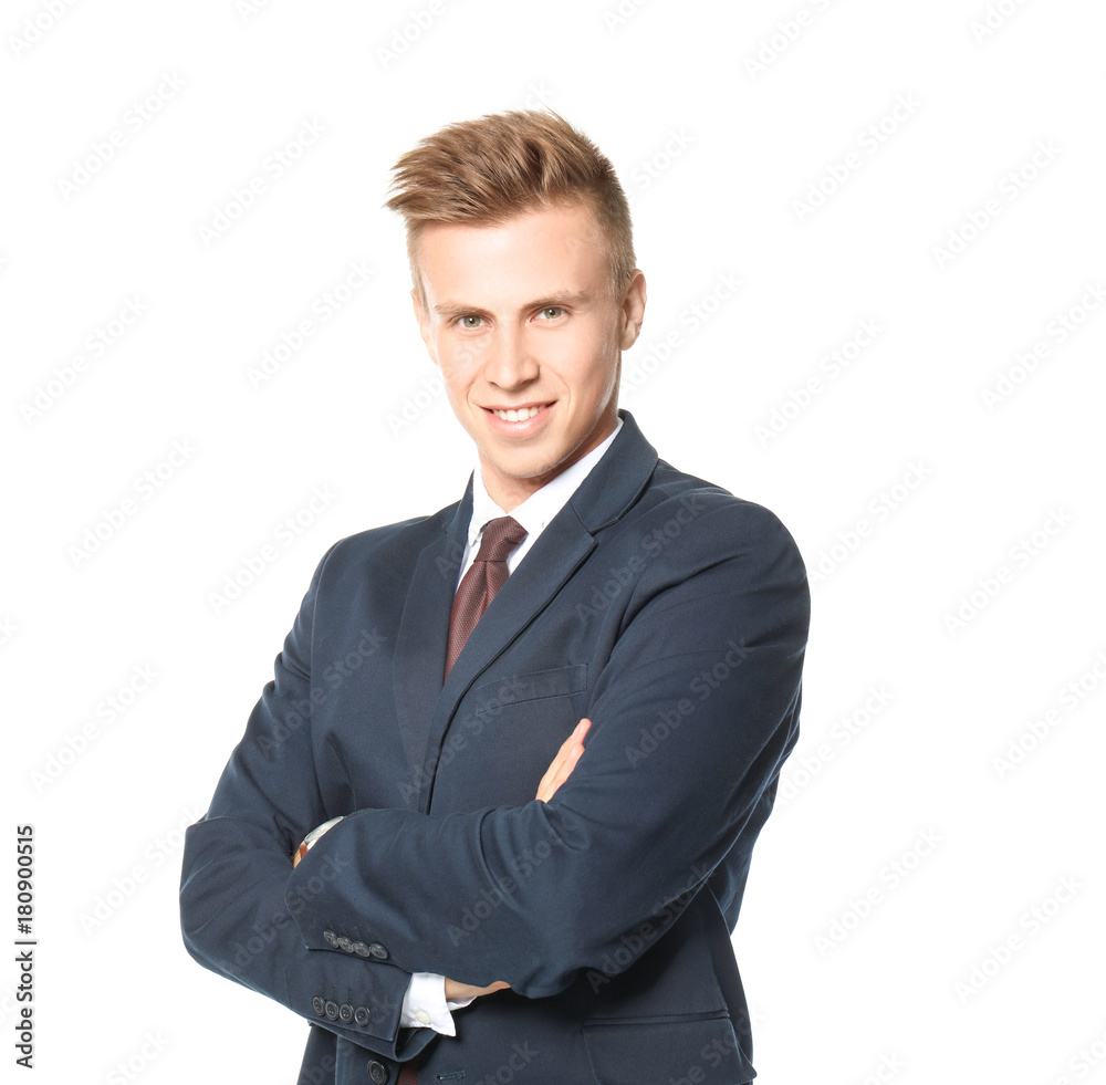 Attractive young manager, isolated on white Attractive young manager, isolated on white