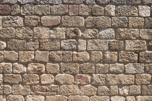 The old stone castle wall background. Castle of Loarre,Aragon, Spain
