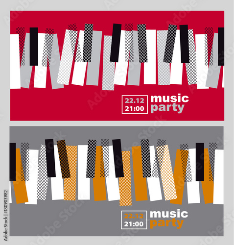 hands and piano keys vector illustration. modern concept jazz concert poster