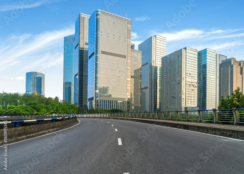 empty highway with cityscape and skyline of chongqing,China. © onlyyouqj