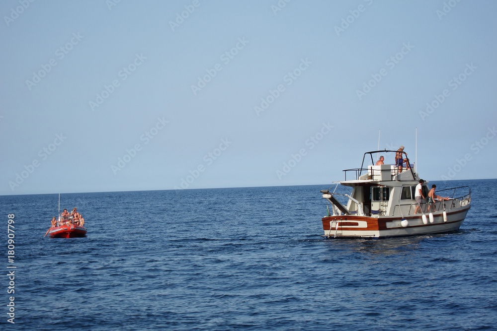 San Vito Lo Capo, Italy - September 01 2011: Boat sailing in 'Riserva dello Zingaro'