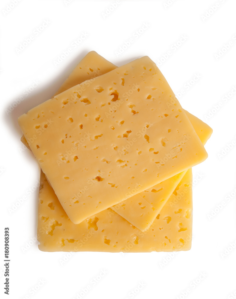 cheese slices isolated on white background