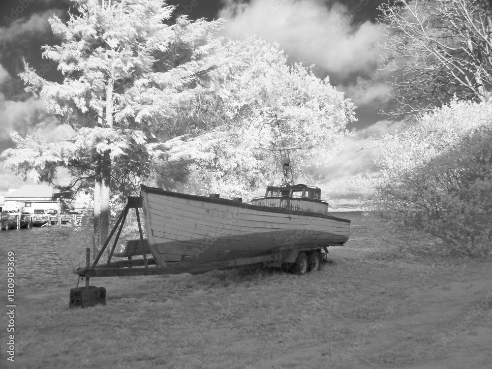 Infrared image of an old gill net fishing boat