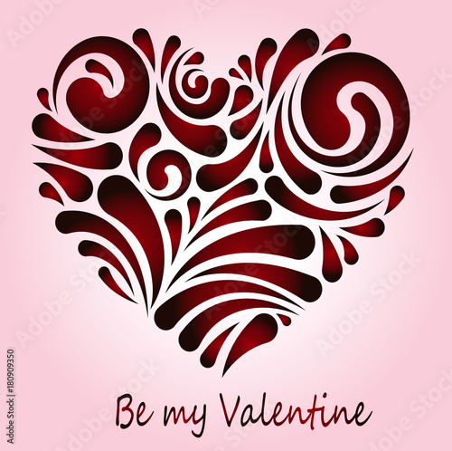 Red gradient heart on a pink background - beautiful idea of a romantic greeti...