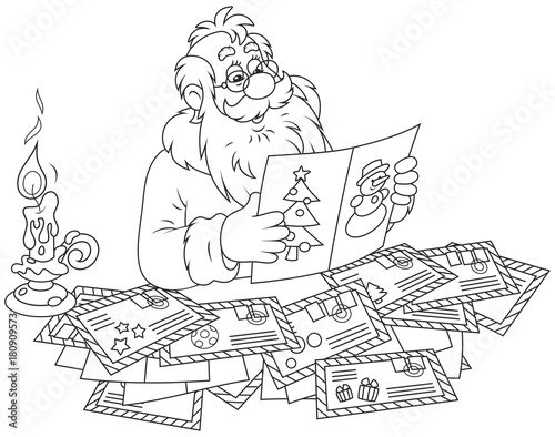 Santa Claus reading letters...