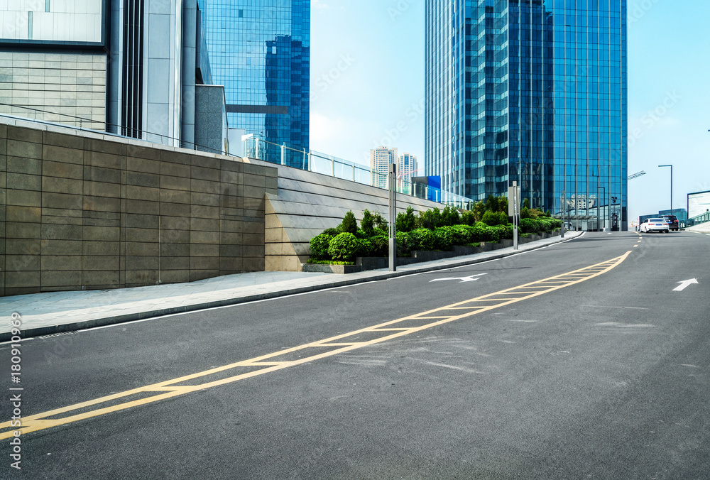 empty highway with cityscape and skyline of chongqing,China.