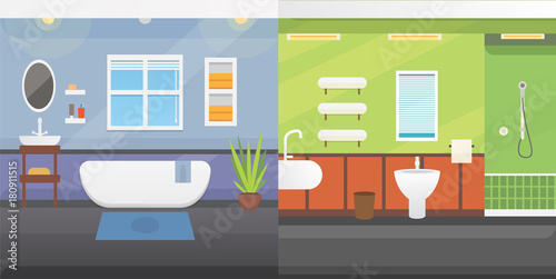 Bathroom interior or architecture and furniture vector illustration.