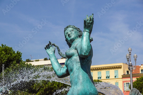 Statue in fountain, Nice France photo