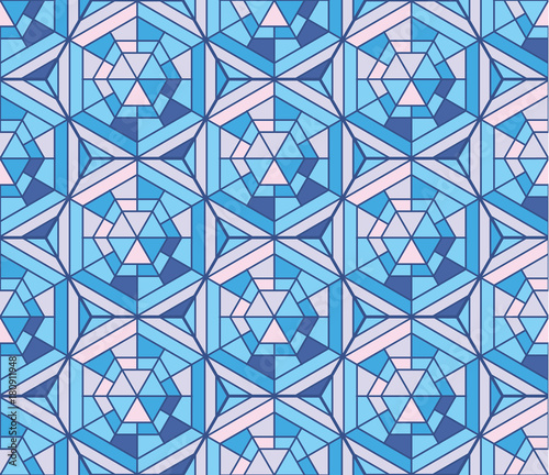 Abstract winter ice vector illustration. Blue mosaic geometry seamless pattern.