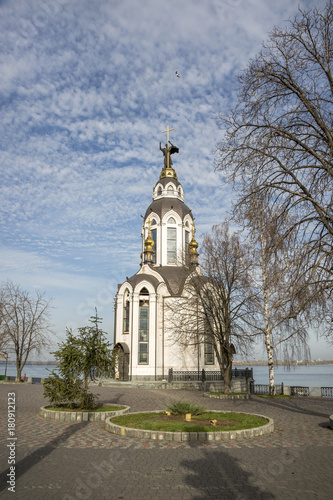Temple in honor of the Cathedral of the Prophet and Baptist John on the Embankment of the Dnieper. photo