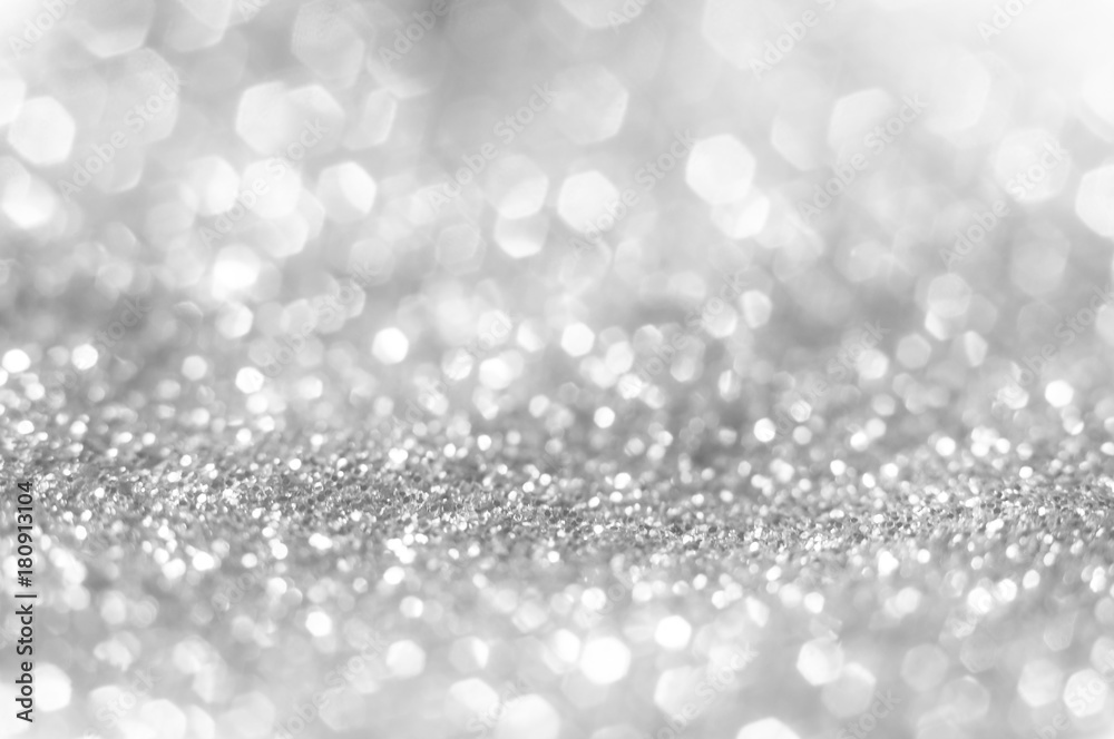 Abstract of Bright and sparkling bokeh background. silver and diamond ...