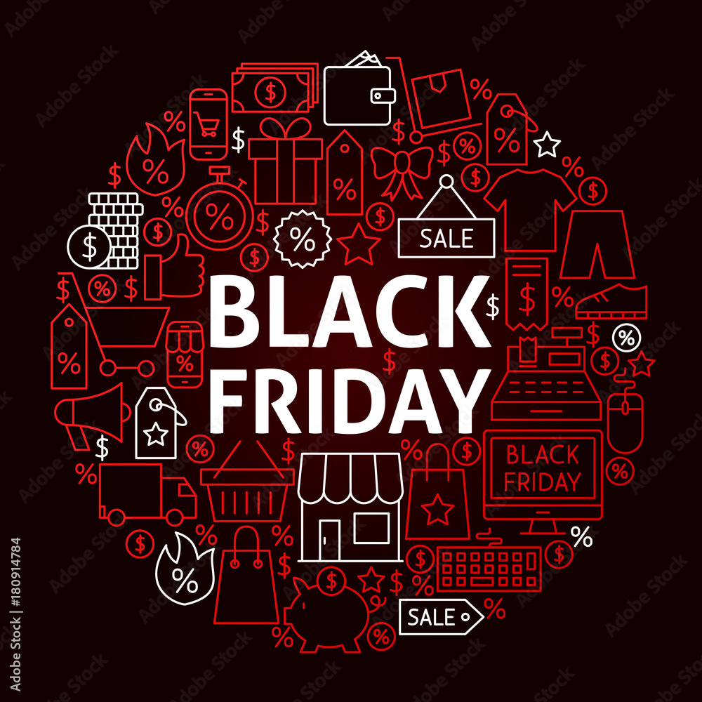Obraz premium Black Friday Line Circle Concept
