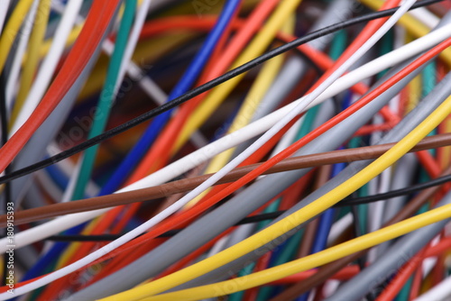 Close-up photo of the colorful electrical cable