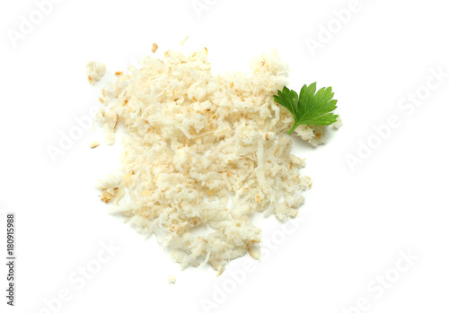 Slika na platnu sliced horseradish root with parsley isolated on white background