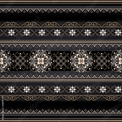 Vector line art seamless border for design template.