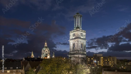 Hannover skyline at evening