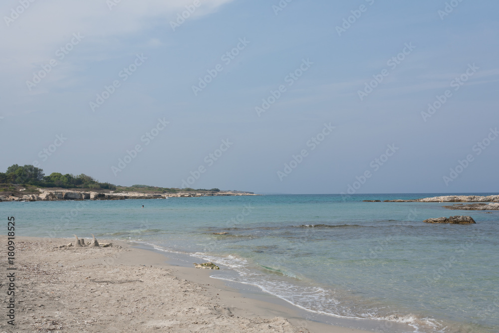 Puglia Salento Gallipoli Otranto : paradise beach landscape with cloudy sky