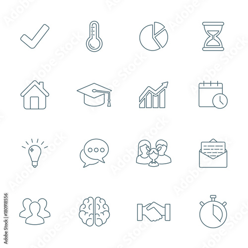 Business vector icons set, line style