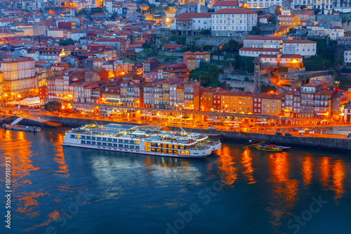 Porto. Aerial view of the city at dawn.