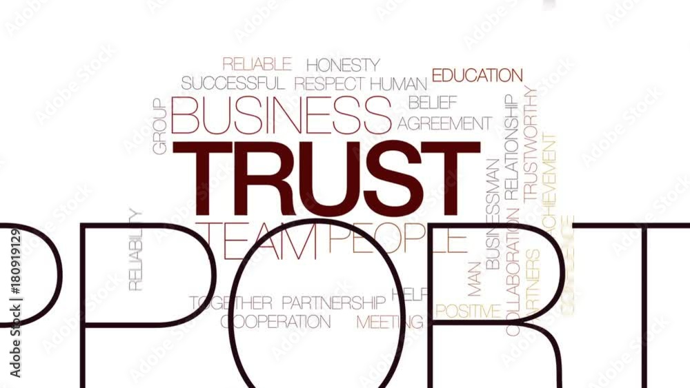 Trust animated word cloud, text design animation. Kinetic typography. Trust animated word cloud, text design animation. Kinetic typography.