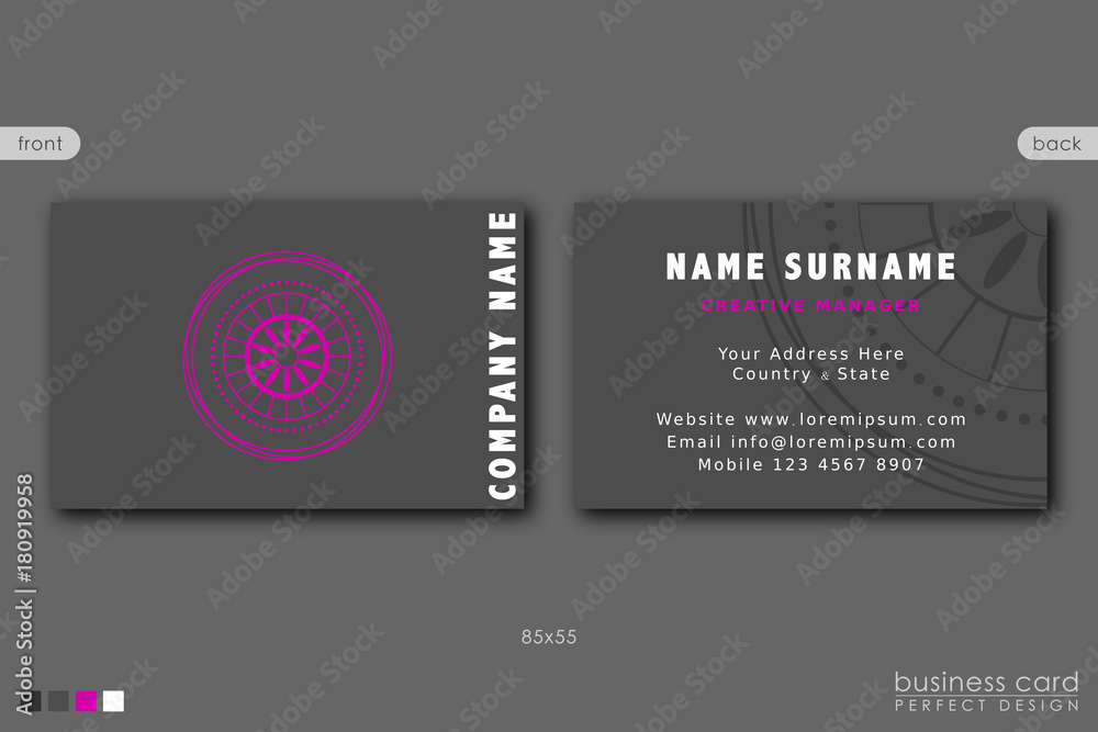 Fototapeta premium Business Card Template Purple Mandala Design