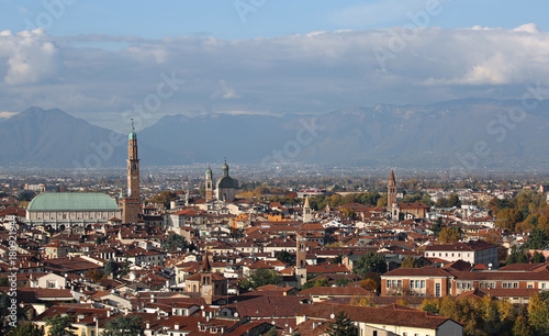 VICENZA Italy Panoramic view of the italian city with monument