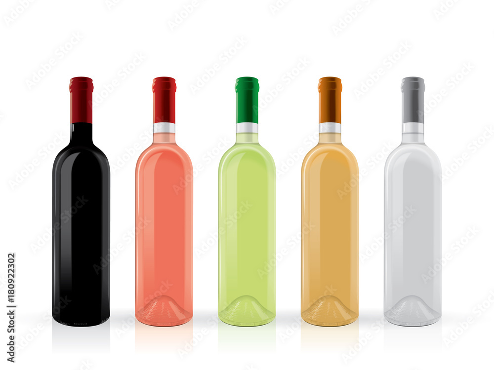 transparent bottles of wine on a white background transparent bottles of wine on a white background