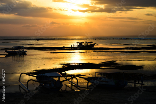 Nusa Lembongan sunset on the beach
