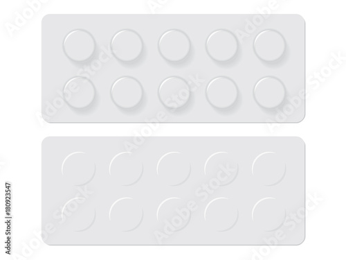 packs with different tablets medicines mock up vector template
