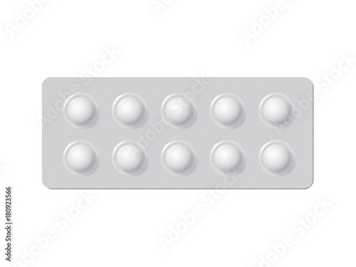 package with tablets medicines mock up vector template