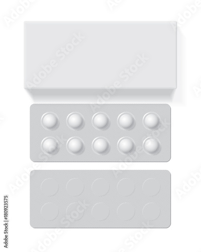 pack with  tablets medicines mock up vector template