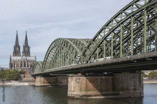View of Cologne Cathedral (Kolner Dom) and Rhine river under the Hohenzollern Bridge - Cologne, North Rhine Westphalia region, Germany © LAURA